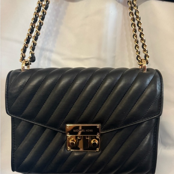 Michael Kors Handbags - Michael Kors Black Quilted Shoulder Bag with Gold Accents